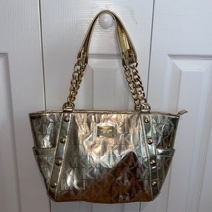 Metallic Gold Michael Kors Purse with Gold Chain